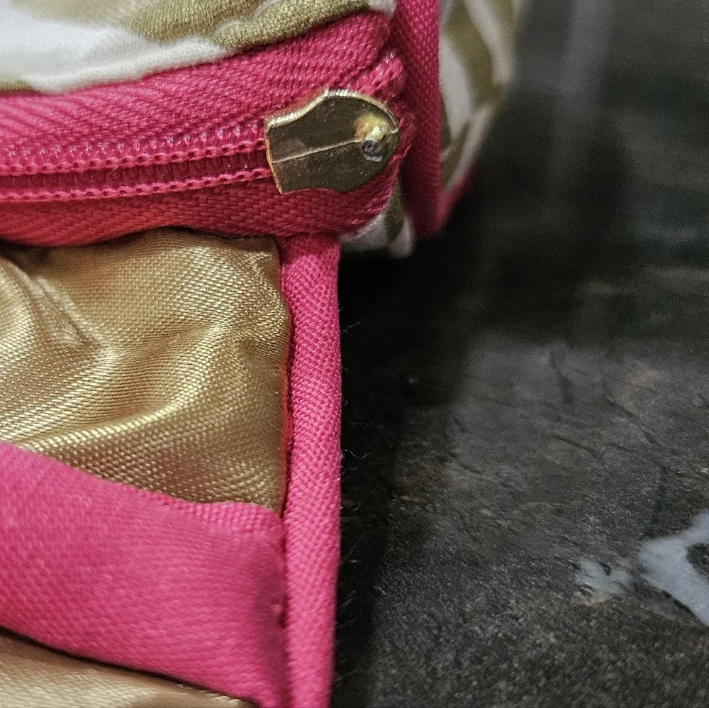 JEWELRY ROLL travel case organizer holder VGUC gold pink Shine Bright